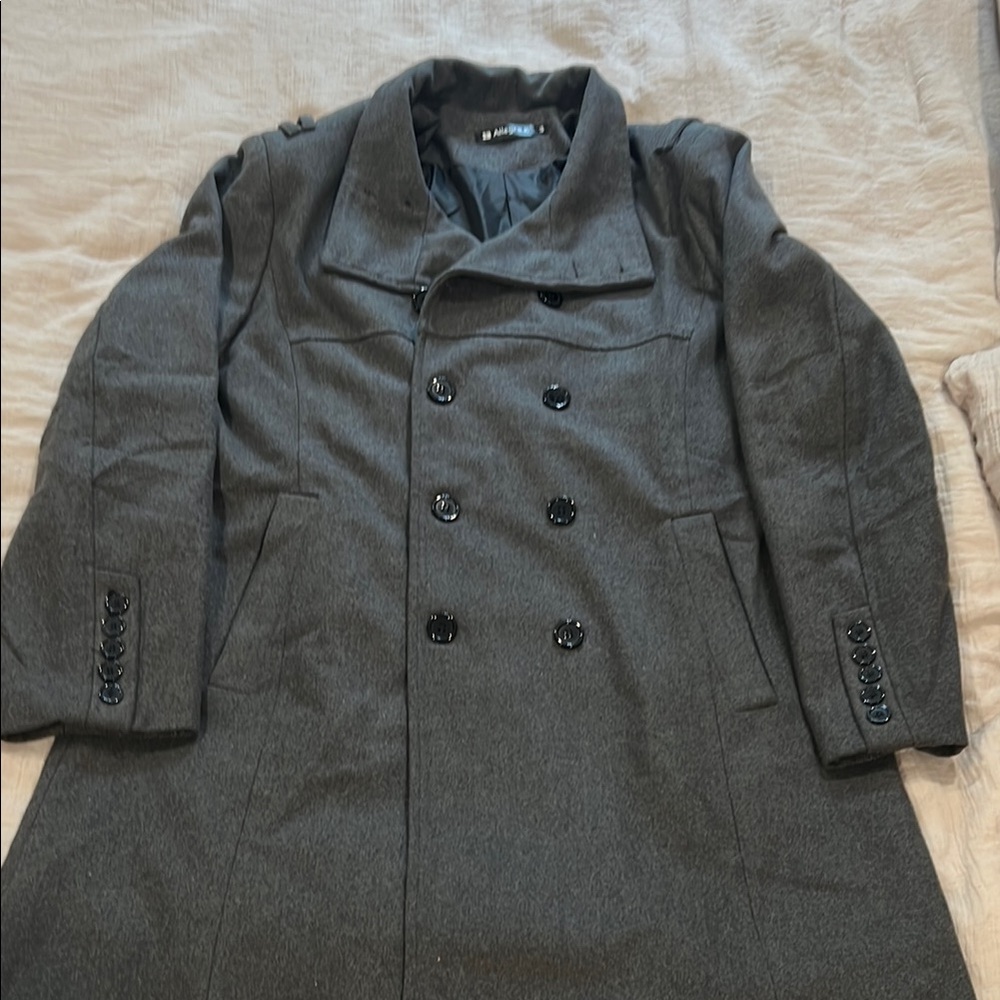 Allegra K Men’s Double-Breasted Trench Coat | Size 44/Medium